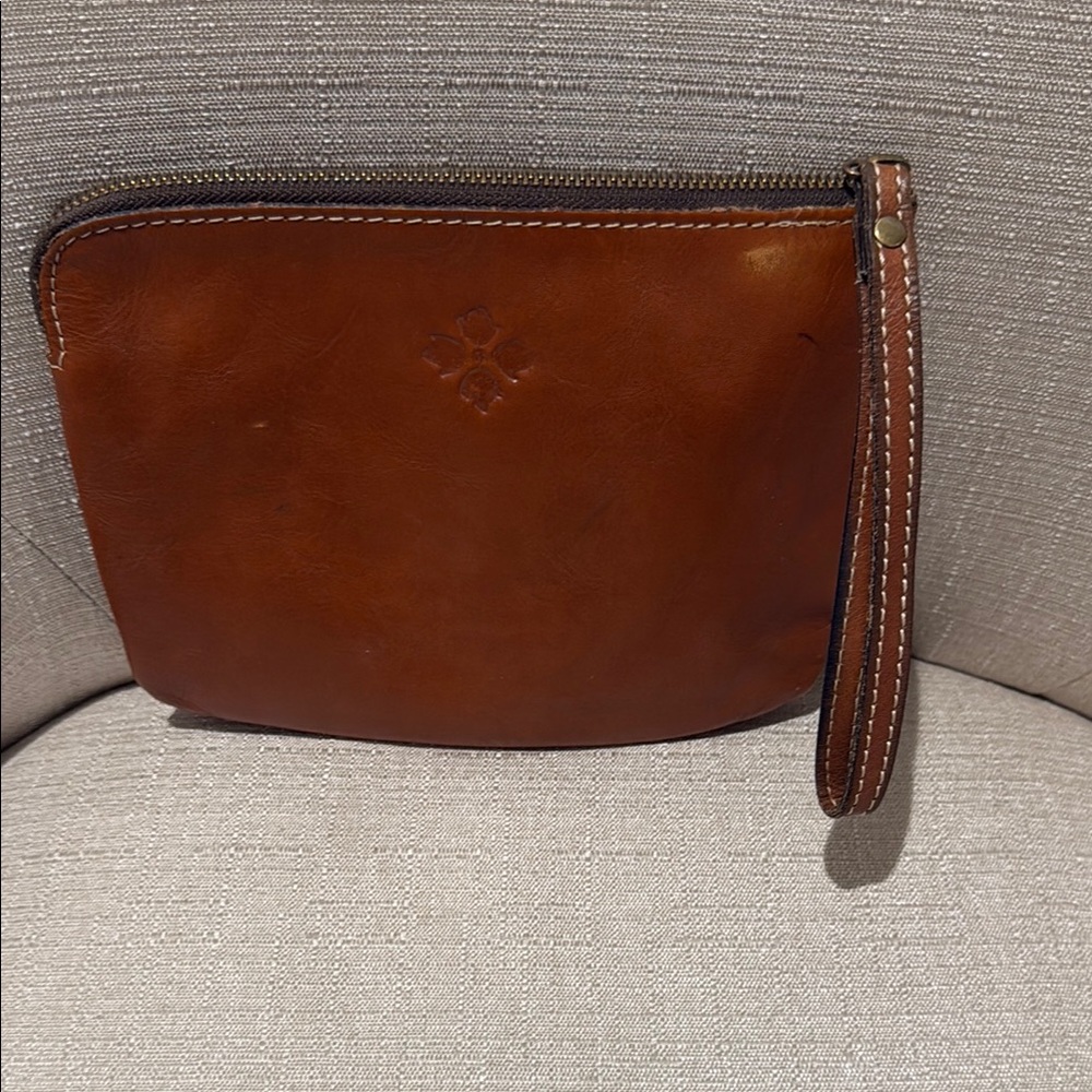 Patricia Nash Brown Leather Wristlet Clutch